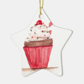 Waterverf roze cake bakkerij keramisch ornament (Links)