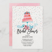 Waterverf Roze Cake Bridal Shower Kaart (Voorkant / Achterkant)