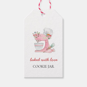 Waterverf Roze Cake mixer bakkerij Cadeaulabel