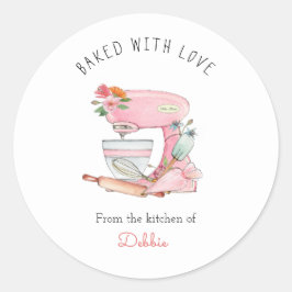 Waterverf roze Cake mixer Ronde Sticker