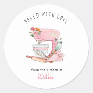 Waterverf roze Cake mixer Ronde Sticker