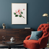 Waterverf Roze Camellia Flower hieroglyph Wealth Poster