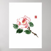 Waterverf Roze Camellia Flower hieroglyph Wealth Poster (Voorkant)