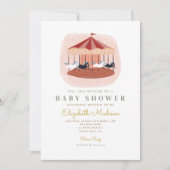 Waterverf roze Carrousel Baby shower Kaart (Voorkant)