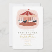 Waterverf roze Carrousel Baby shower Kaart (Voorkant)