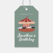 Waterverf roze Carrousel Birthday Dank je Cadeaulabel (Achterkant)