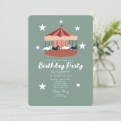 Waterverf roze Carrousel Birthday Kaart (Staand voorkant)
