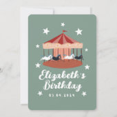 Waterverf roze Carrousel Birthday Kaart (Achterkant)