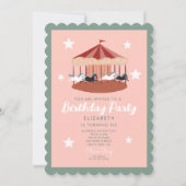 Waterverf roze carrousel carnaval Birthday Kaart (Voorkant)