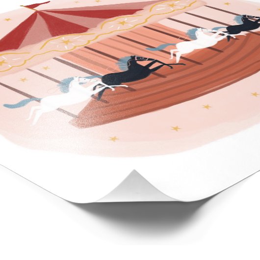 Waterverf roze carrousel Foto afdrukken (Hoek)