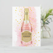 Waterverf Roze Champagne Bubbelende Uitnodiging vo (Staand voorkant)