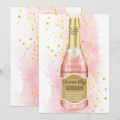 Waterverf Roze Champagne Bubble Shower Invitation Kaart (Voorkant / Achterkant)