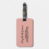 Waterverf Roze Cheery Botanical Gepersonaliseerd Bagagelabel (Achterkant verticaal)