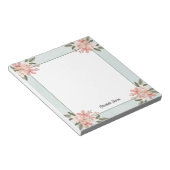 Waterverf Roze Cheery Botanical Gepersonaliseerd Notitieblok (Schuin)