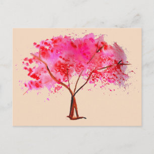 Waterverf roze Cherry Blossom Briefkaart