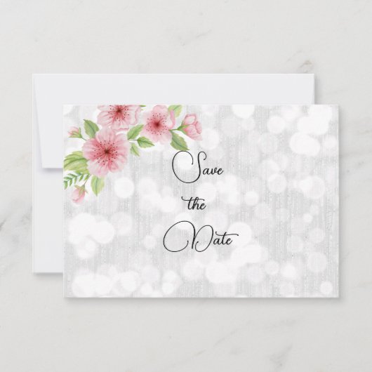 Waterverf Roze Cherry Blossom Save The Date (Voorkant)