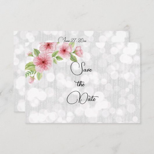 Waterverf Roze Cherry Blossom Save The Date (Voorkant / Achterkant)