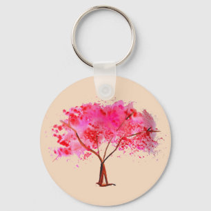Waterverf roze Cherry Blossom Sleutelhanger