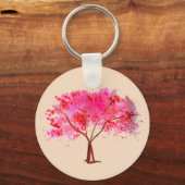 Waterverf roze Cherry Blossom Sleutelhanger (Voorkant)