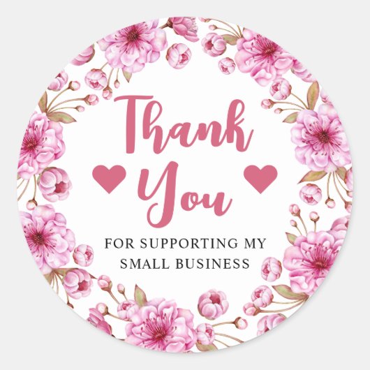 Waterverf Roze Cherry Blossom Small Business Ronde Sticker (Voorkant)