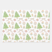 Waterverf Roze Chinoiserie Baubles Kerstboom Inpakpapier Vel (Voorkant 2)