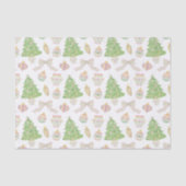 Waterverf Roze Chinoiserie Baubles Kerstboom Tissuepapier (Voorkant)