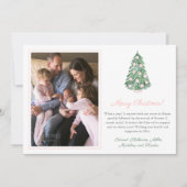 Waterverf Roze Chinoiserie kerstfoto Feestdagenkaart (Voorkant)