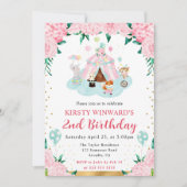 Waterverf Roze Circus Dieren Kinderen Verjaardag Kaart (Voorkant)