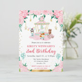 Waterverf Roze Circus Dieren Kinderen Verjaardag Kaart (Staand voorkant)