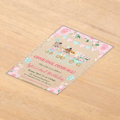 Waterverf Roze Circus Dieren Verjaardagsfeest Acryl Uitnodigingen (Laagn)