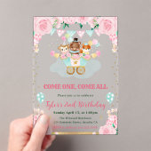 Waterverf Roze Circus Dieren Verjaardagsfeest Acryl Uitnodigingen (Insitu (Draagbaar))