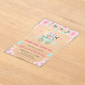 Waterverf Roze Circus Dieren Verjaardagsfeest Acryl Uitnodigingen (Laagn)