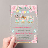 Waterverf Roze Circus Dieren Verjaardagsfeest Acryl Uitnodigingen (Insitu (Draagbaar))