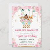 Waterverf Roze Circus Dieren Verjaardagsfeest Kaart (Voorkant)