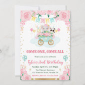 Waterverf Roze Circus Dieren Verjaardagsfeest Kaart (Voorkant)