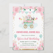 Waterverf Roze Circus Dieren Verjaardagsfeest Kaart (Voorkant)
