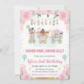 Waterverf Roze Circus Dieren Verjaardagsfeest Kaart (Voorkant)