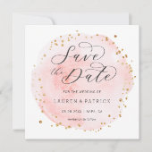 Waterverf Roze Cirkel Save The Date Vierkant Kaart (Voorkant)