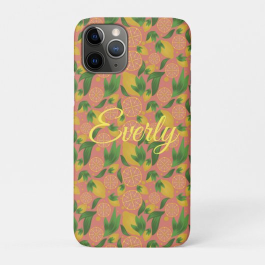 Waterverf Roze Citroen Fruit Persoonlijk Case-Mate iPhone Case (Achterkant)
