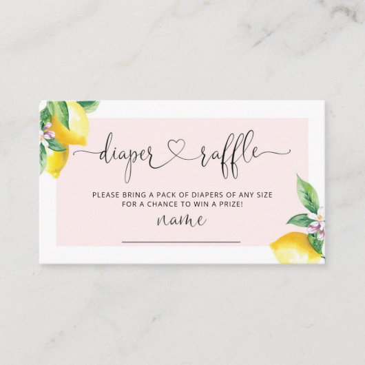 Waterverf roze citroenluier loterij ticket informatiekaartje (Voorkant)