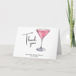 Waterverf Roze Cocktail Bruidsfeest Dank je Bedankkaart