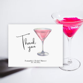Waterverf Roze Cocktail Bruidsfeest Dank je Bedankkaart