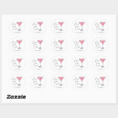 Waterverf Roze Cocktail Bruidsfeest Ronde Sticker (Vel)