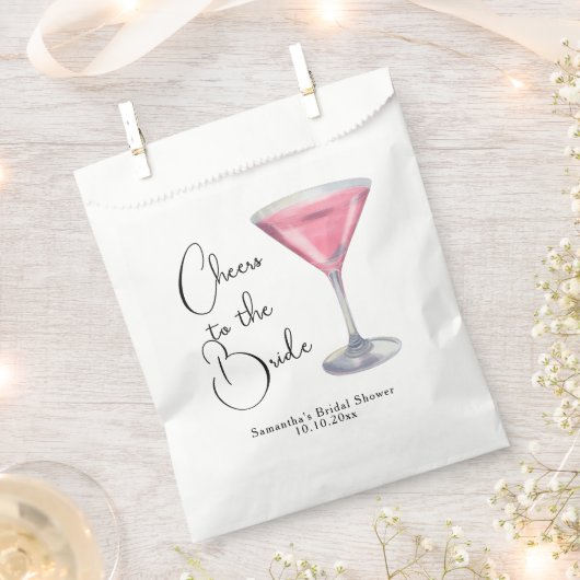 Waterverf Roze Cocktail Bruiloftsfeest Bedankzakje (Geknipt)