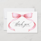 Waterverf Roze Coquette Bow Baby shower Bedankkaart (Voorkant)