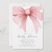 Waterverf Roze Coquette Bow Script Baby shower Kaart (Voorkant)