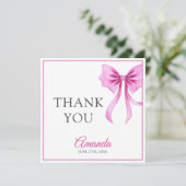 Waterverf Roze Coquette Bow Sweet 16 Verjaardag Bedankkaart (Staand voorkant)