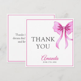 Waterverf Roze Coquette Bow Sweet 16 Verjaardag Bedankkaart