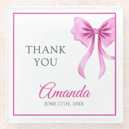 Waterverf Roze Coquette Bow Sweet 16 Verjaardag Glazen Onderzetter