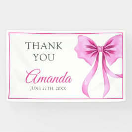 Waterverf Roze Coquette Bow Sweet 16 Verjaardag Spandoek